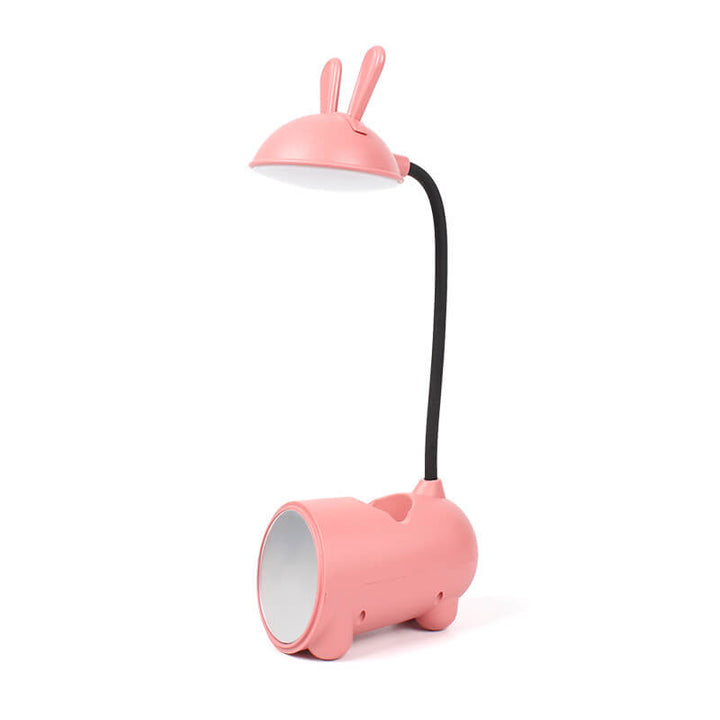 Lampe de bureau LED tactile USB avec porte-stylo et lapin créatif de dessin animé 