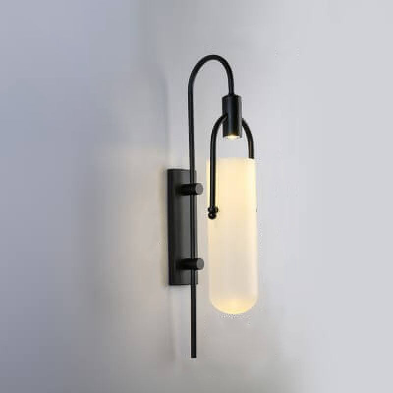 Modern Wrought Iron Frosted Glass 1-Light Wall Sconce Lamp