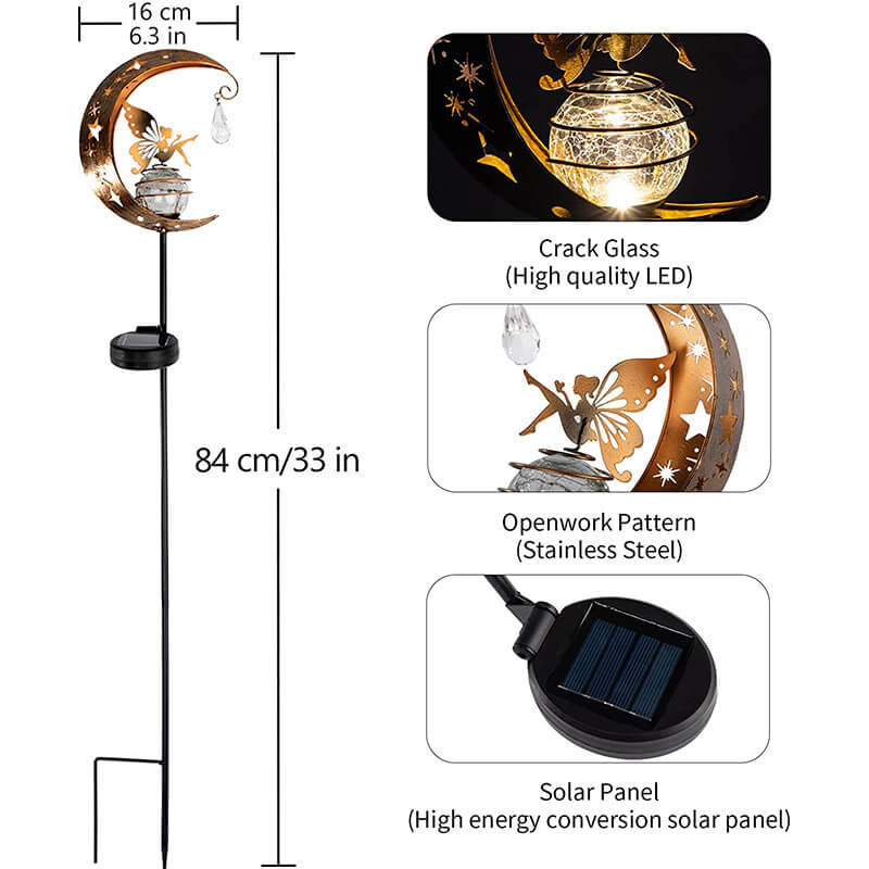 Éclairage paysager extérieur à LED en fer décoratif fée de la lune solaire moderne 