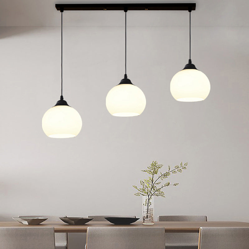 Modern Minimalist Round Linear Glass Iron 3-Light Island Light Chandelier for Dining Room