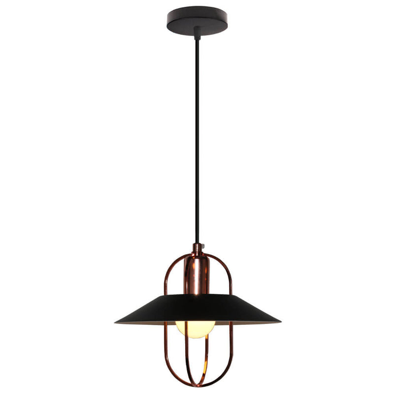 Industrial Creative Wrought Iron Conical Column Frame 1-Light Pendant Light