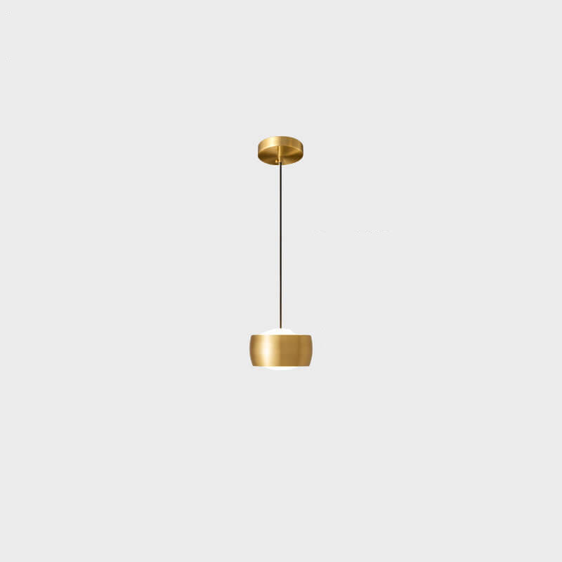 Modern Luxury Acrylic Iron Drum Round Copper LED Pendant Light for Living Room