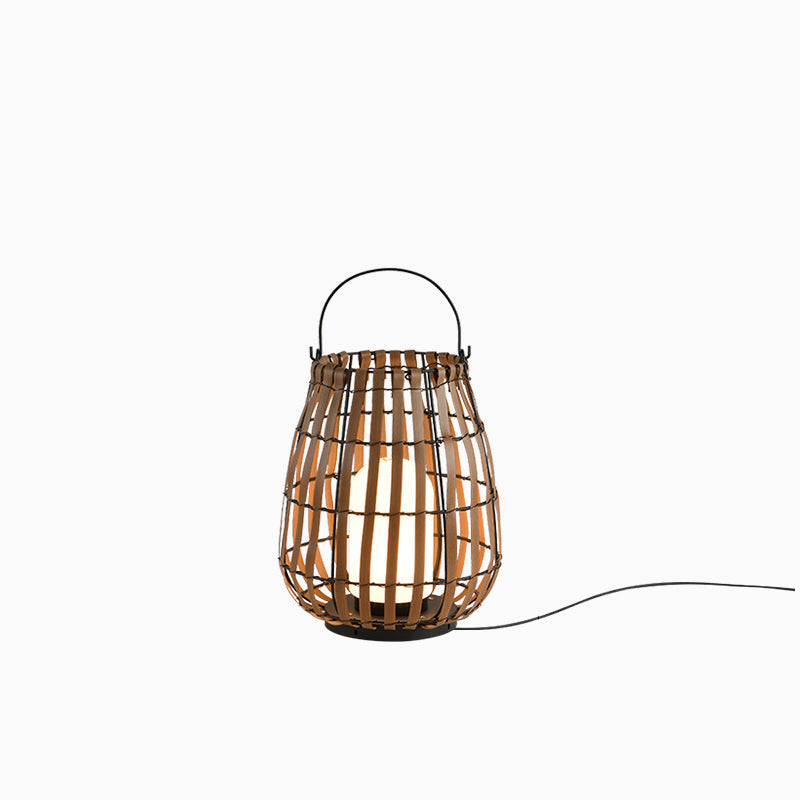 Zeitgenössische Retro Imitation Rattan Weben Käfig Wasserdichte LED Rasen Landschaft Licht Für Garten 