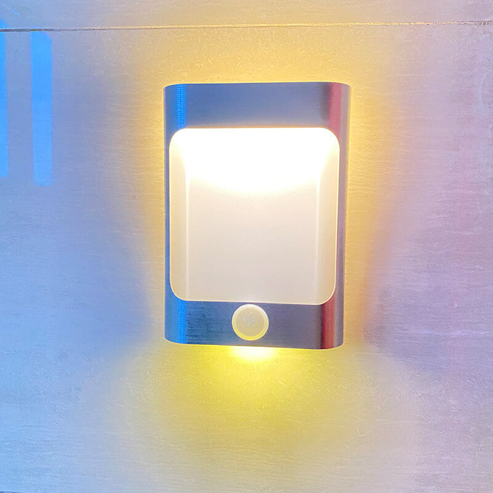 Lampe murale LED rechargeable USB en aluminium avec capteur corporel rectangulaire moderne 