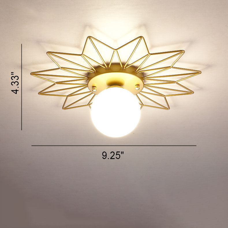 Nordic Light Luxury Sunflower Windmill Hardware Glass 1-Light Semi-Flush Mount Light