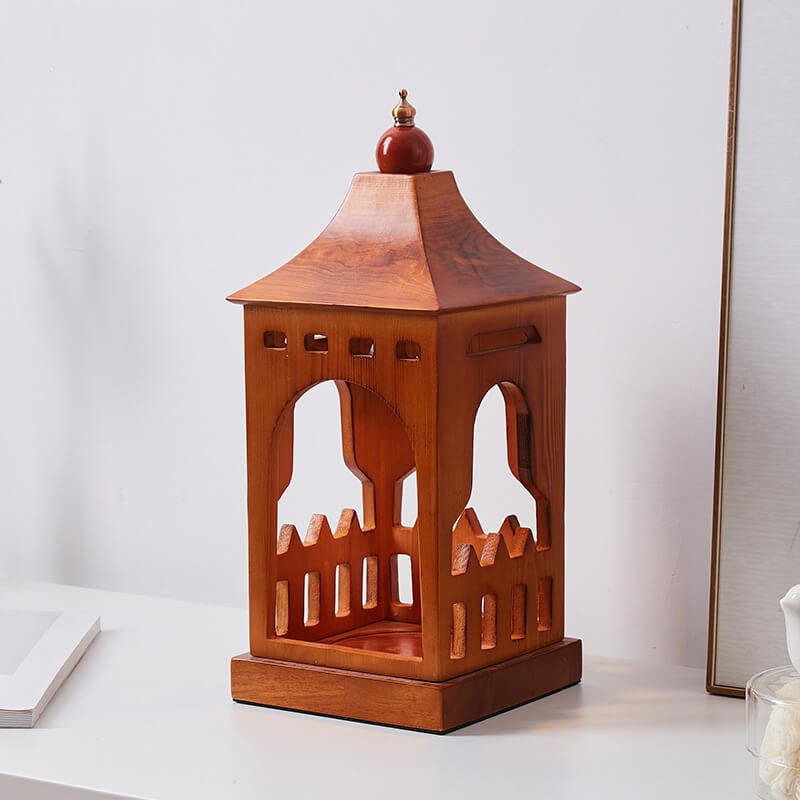 Vintage Walnut Cabin 1-Light Melting Wax Table Lamp