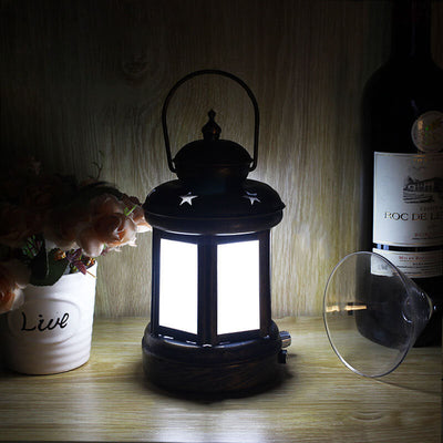 Retro Creative Iron Kerosene Lantern LED Decorative Table Lamp