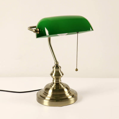 Retro-Tischlampe mit 1-Licht-Reißverschluss aus farbigem Glas mit Metallsockel 