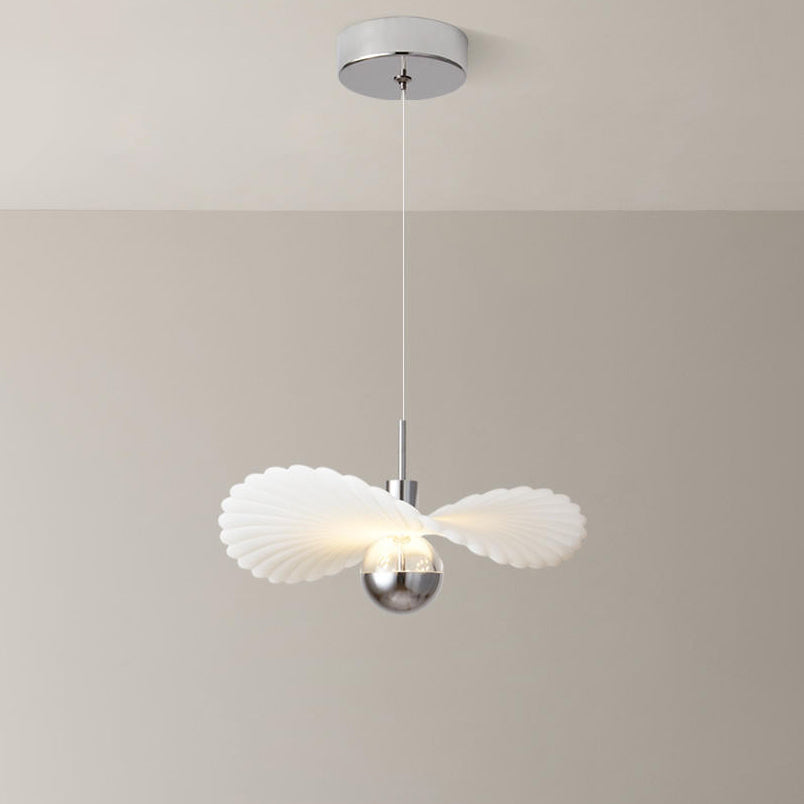 Moderne Art Deco Creme Plissee Lotus Blatt Harz Schatten LED Pendelleuchte Für Wohnzimmer 
