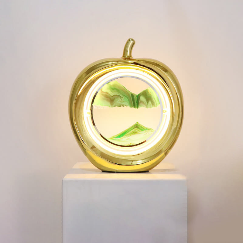 Lampe de table LED ambiante décorative avec peinture de sable mouvant Creative Apple 