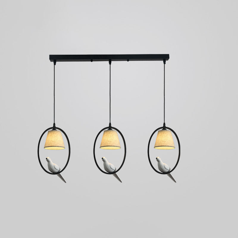 Nordic Minimalist Bird Fabric Circle 1/3 Light Island Light Chandelier
