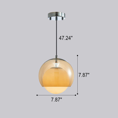 Vintage Milk Yellow Glass Round Globe 1-Light Pendant Light