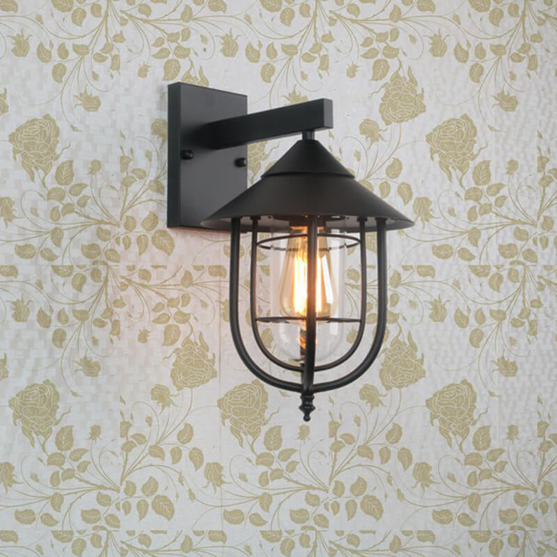 Lanterne industrielle vintage en fer pour intérieur et extérieur, applique murale 1 lumière 