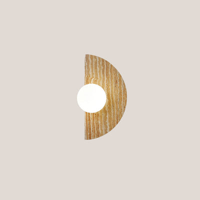 Japanische Wabi-Sabi halbkreisförmige Wandleuchte aus Steinglas mit 1 Leuchte 