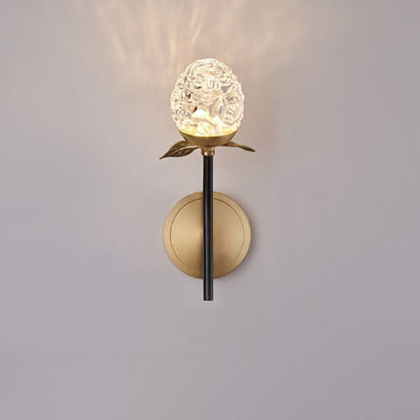 Moderna lámpara de pared con rama de manzana de cristal de lujo 1/2 luces 