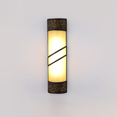 Outdoor Modern Chinese Acrylic Aluminum Faux Marble Column Waterproof 1-Light Wall Sconce Lamp