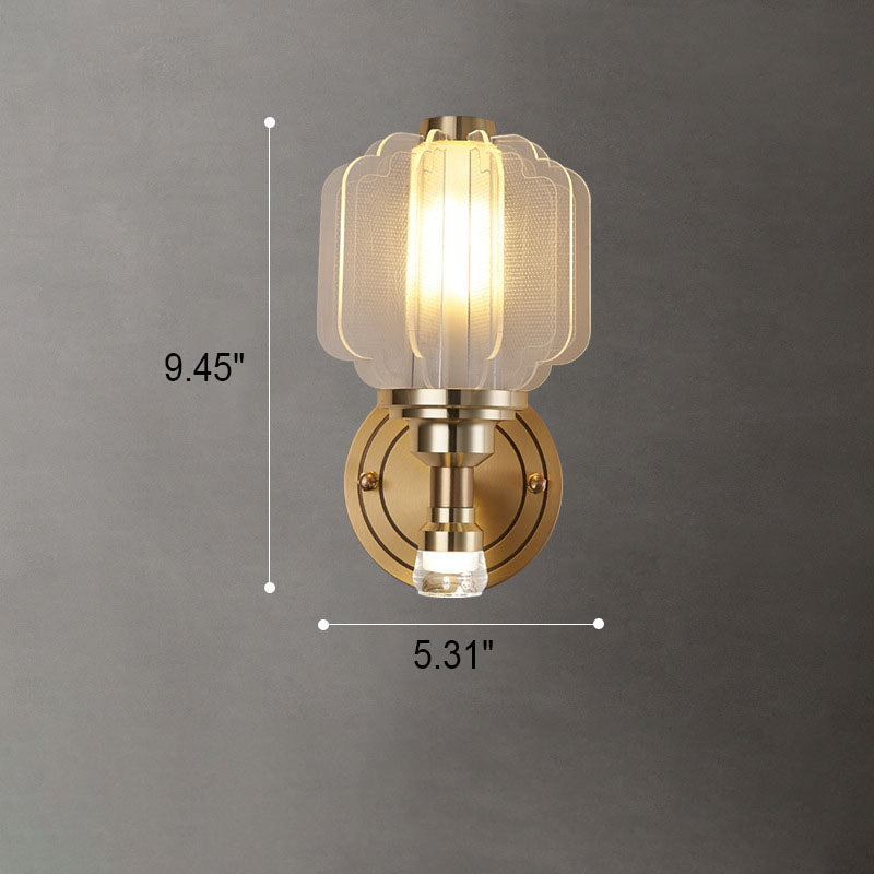 Modern Chinese Acrylic Brass Lantern 1/2 Light Wall Sconce Lamp