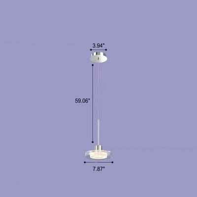 Nordic Minimalist Silver Round Glass Disc 1/3 Light LED Island Light Chandelier