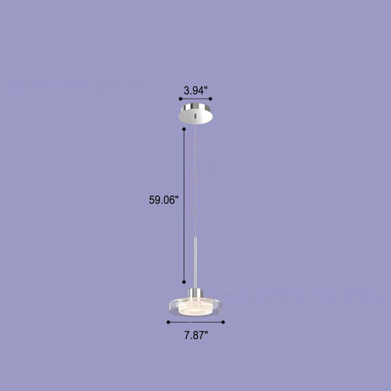 Nordic Minimalist Silver Round Glass Disc 1/3 Light LED Island Light Chandelier