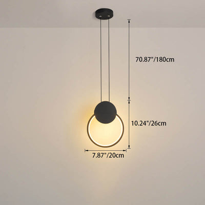 Modern Minimalist Iron Silicone Geometric Round Frame LED Pendant Light for Bedroom