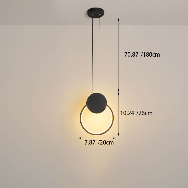 Modern Minimalist Iron Silicone Geometric Round Frame LED Pendant Light for Bedroom