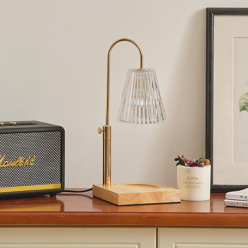 Lámpara de mesa de cera derretida de 1 luz de cuerno de bambú y madera romántica creativa moderna 