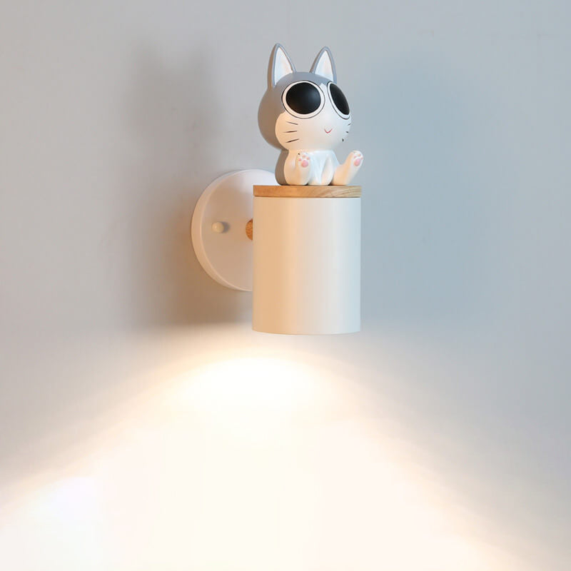 Creative Cartoon Cat Cylinder 1-Light Wall Sconce Lamp