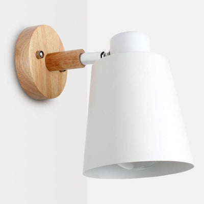 Nordic Minimalist Solid Color Iron Wood 1-Light Wall Sconce Lamp