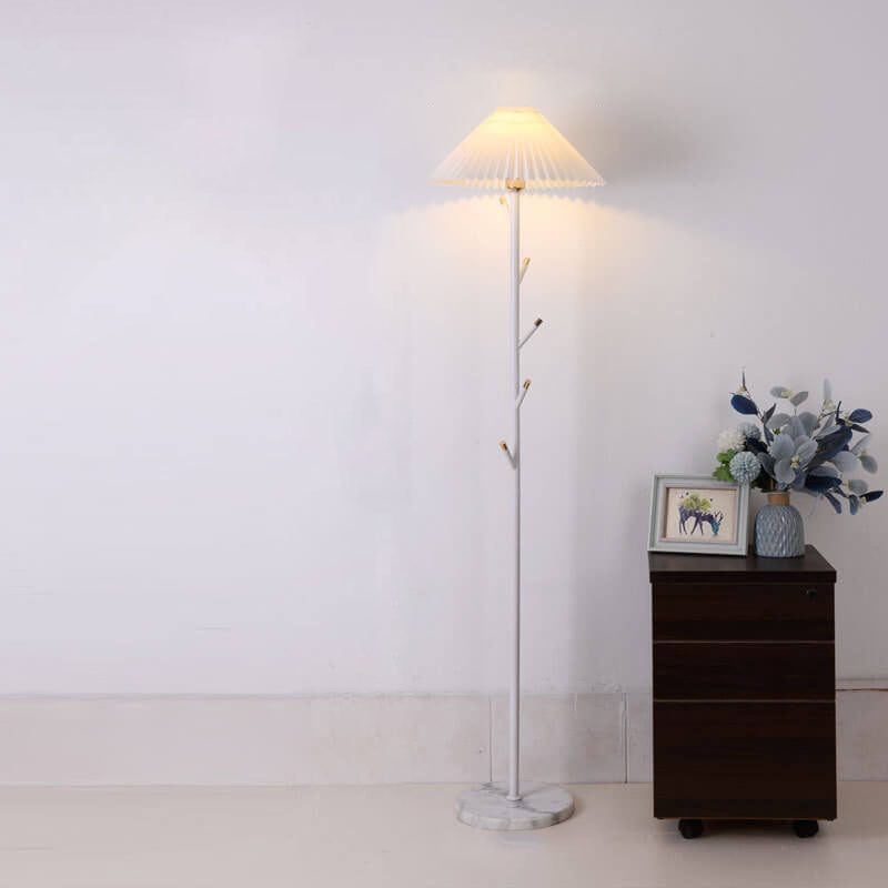 Nordic Minimalist Solid Color Pleated Iron PVC 1-Light Standing Floor Lamp