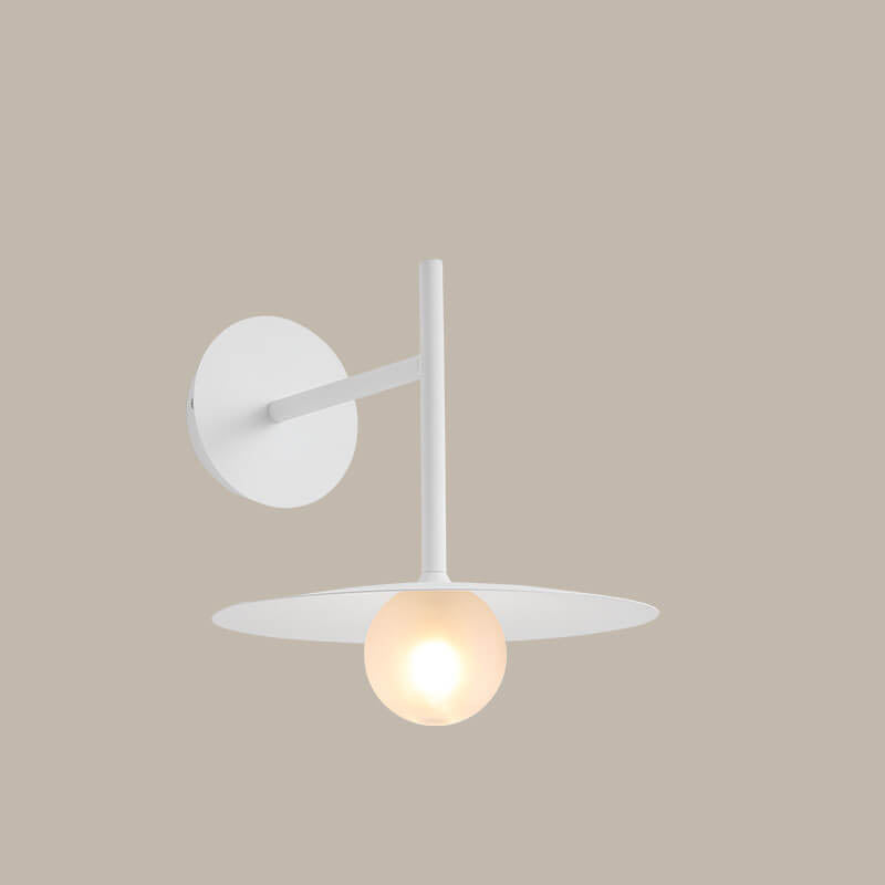 Moderne, minimalistische, einfarbige, runde Hardware-Glas-Wandleuchte mit 1 Licht