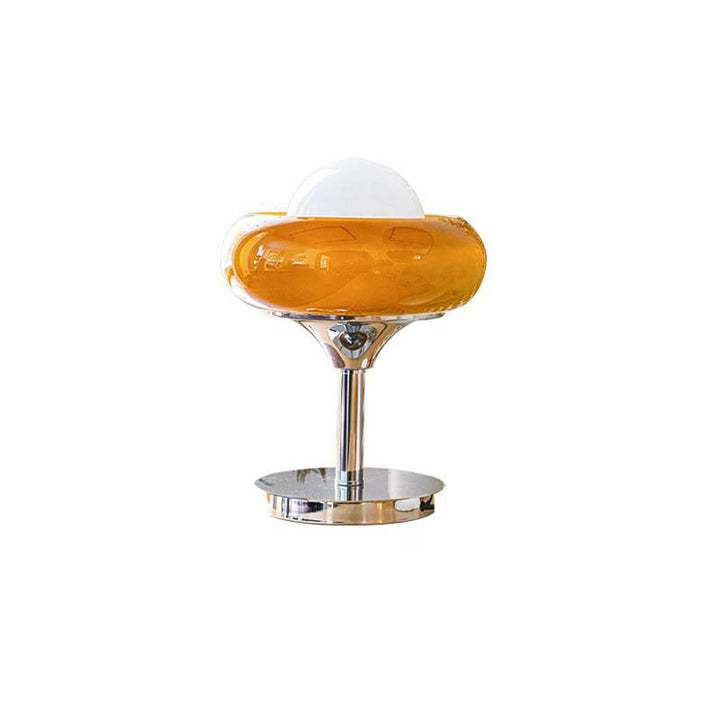 Contemporary Luxury Silver Finish Frame Custard Tart Iron Glass 1-Light Table Lamp For Bedroom