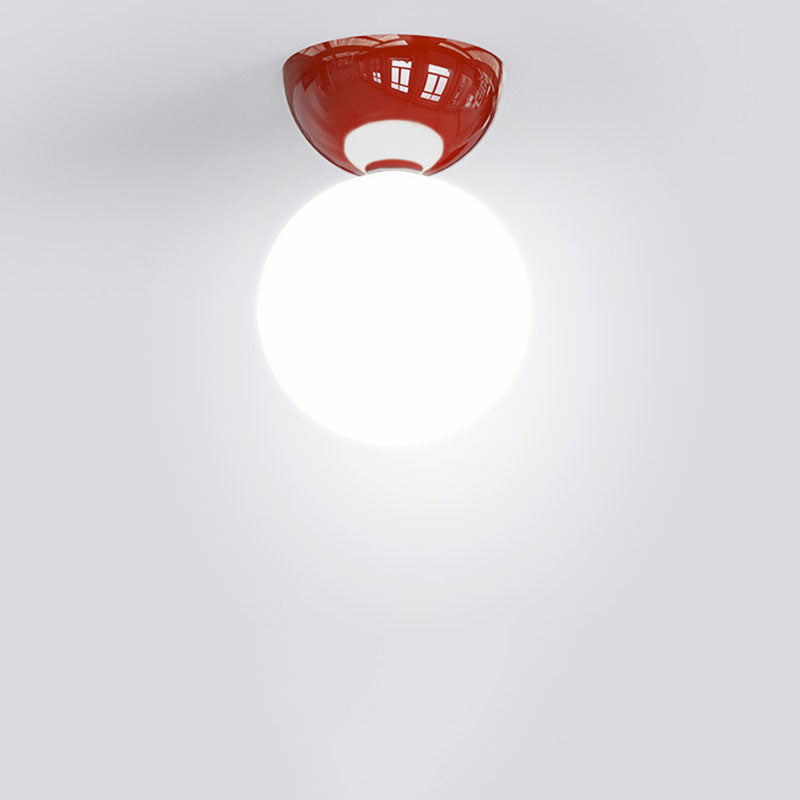 Lámpara de techo semiempotrada de 1 luz con pantalla de vidrio esférica de hierro escandinavo contemporáneo para pasillo 