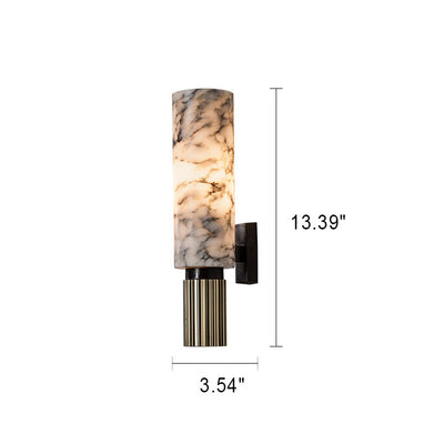 Modern Light Luxury Cylindrical Hardware Stone 1-Light Wall Sconce Lamp