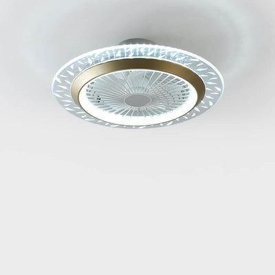 Modern RGB Acrylic Round LED Seme-Flush Mount Ceiling Fan Light