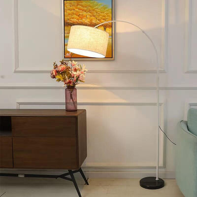 Nordic Creative Fabric Column Shade Fishing Rod 1-Light Standing Floor Lamp