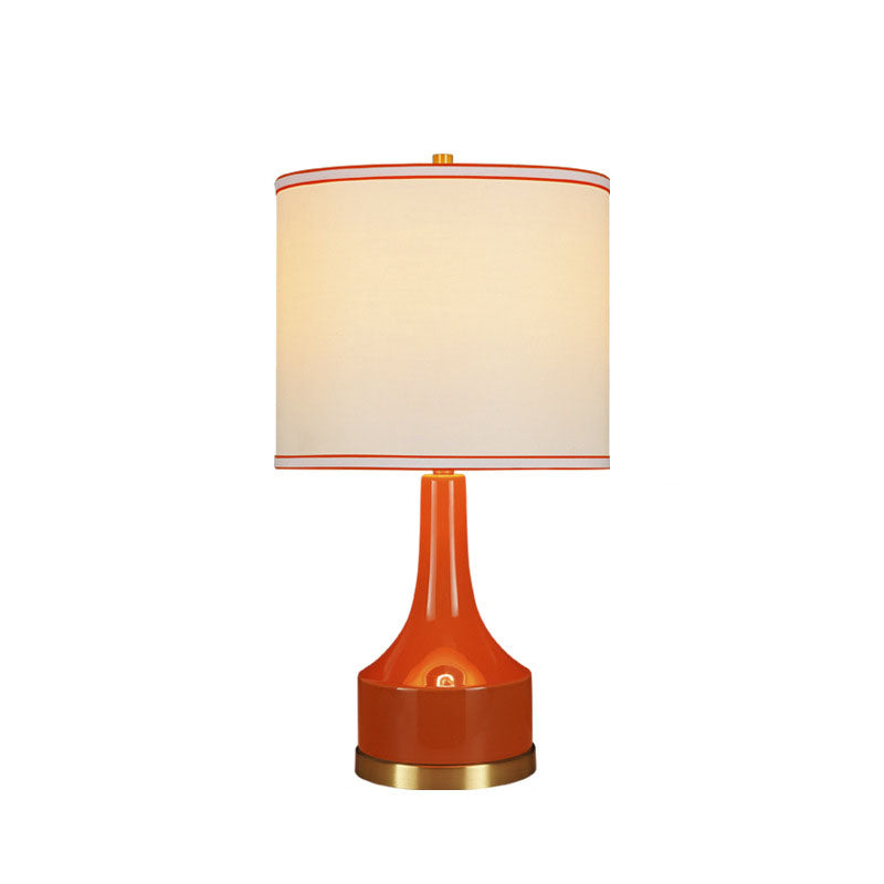 Modern Light Luxury Fabric Cylinder Water Drop Jar 1-Light Table Lamp