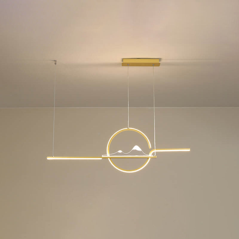 Moderne chinesische minimalistische lange runde Landschaftsinsel Licht LED Kronleuchter 