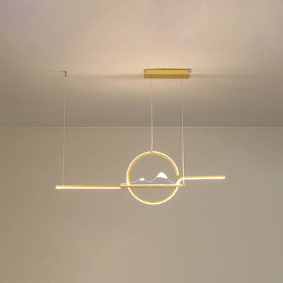 Modern Chinese Minimalist Long Round Landscape Island Light LED Chandelier