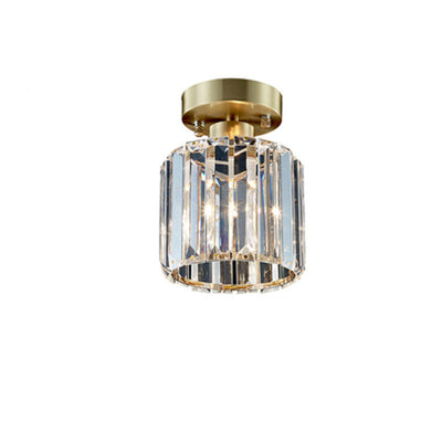 Modern Luxury Crystal Cylindrical Brass 1/4 Light Semi-Flush Mount Ceiling Light