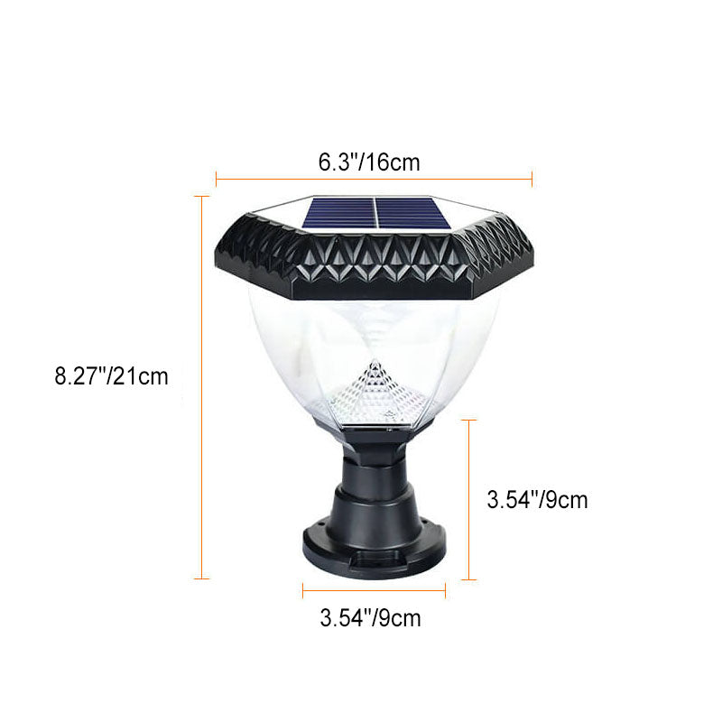 Lumière de tête de poteau LED en acrylique ABS hexagonal quadrilatère triangle rond à énergie solaire de simplicité moderne pour jardin 