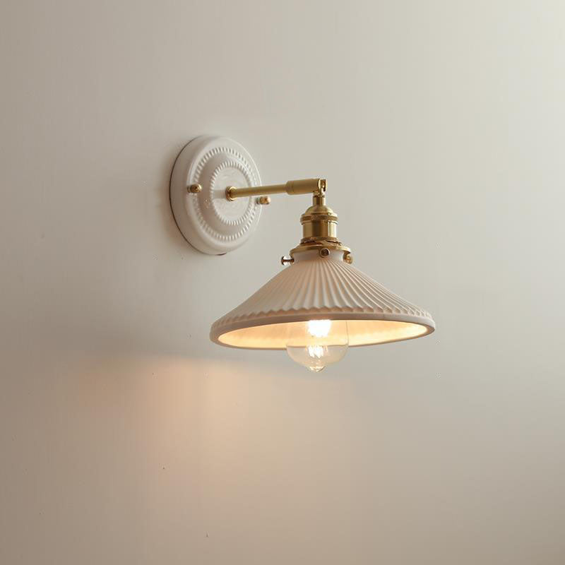 Vintage Japanese Ceramic Brass 1-Light Wall Sconce Lamp