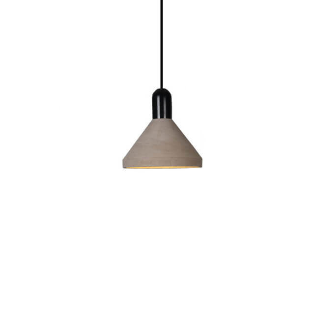 Lámpara colgante de 1 luz de cemento y madera maciza de estilo industrial 