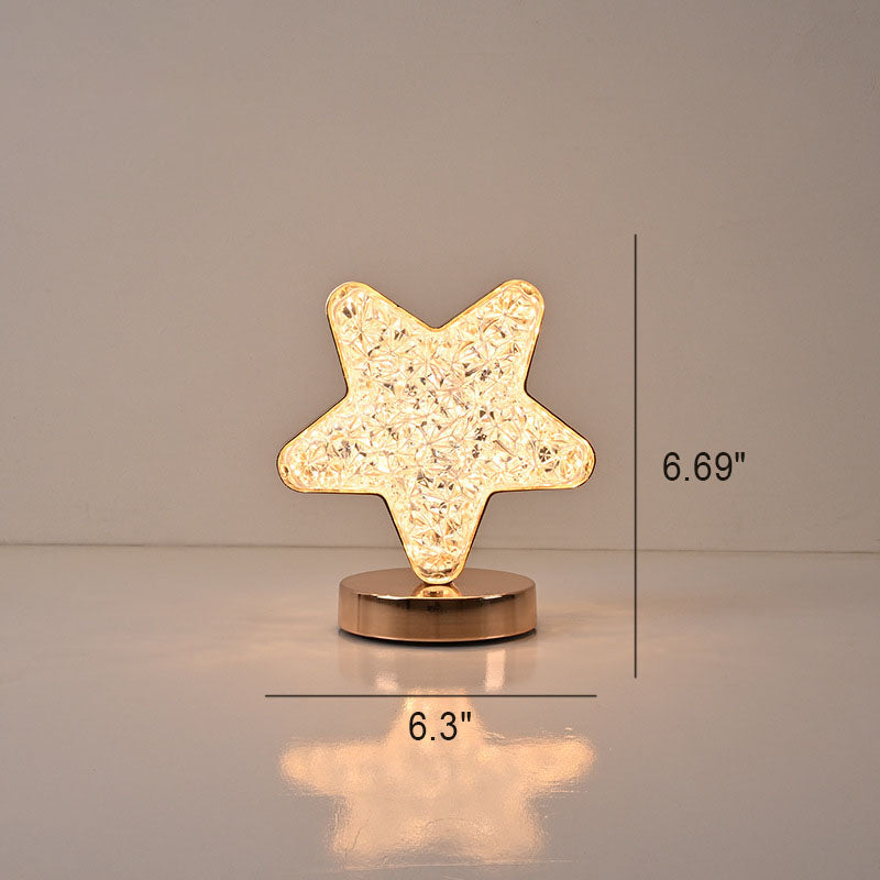 Lampe de table USB LED en acrylique créatif nordique avec géométrie étoile lune en métal 