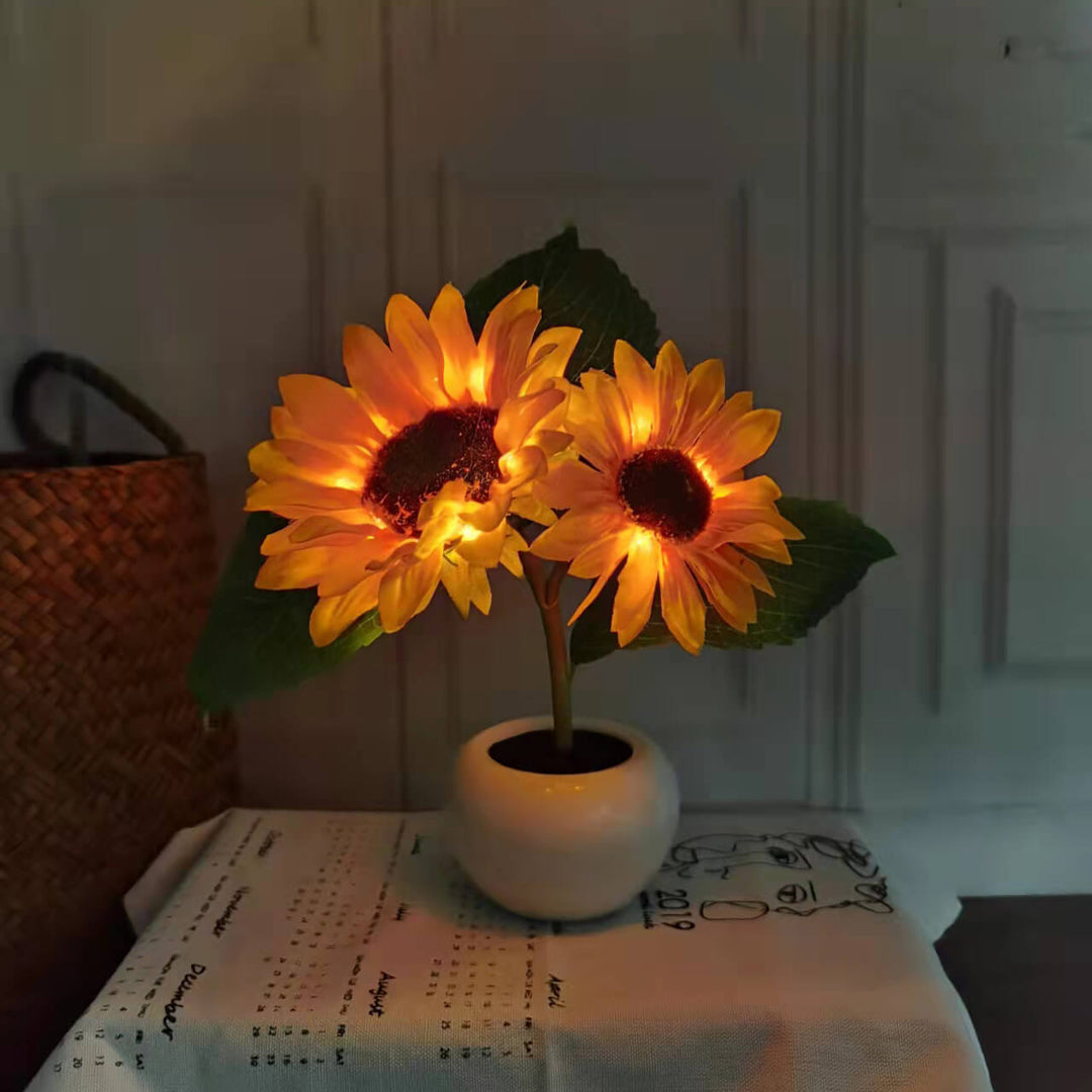 Lampe de Table LED à Lumière Nocturne Tournesol Créative Moderne 