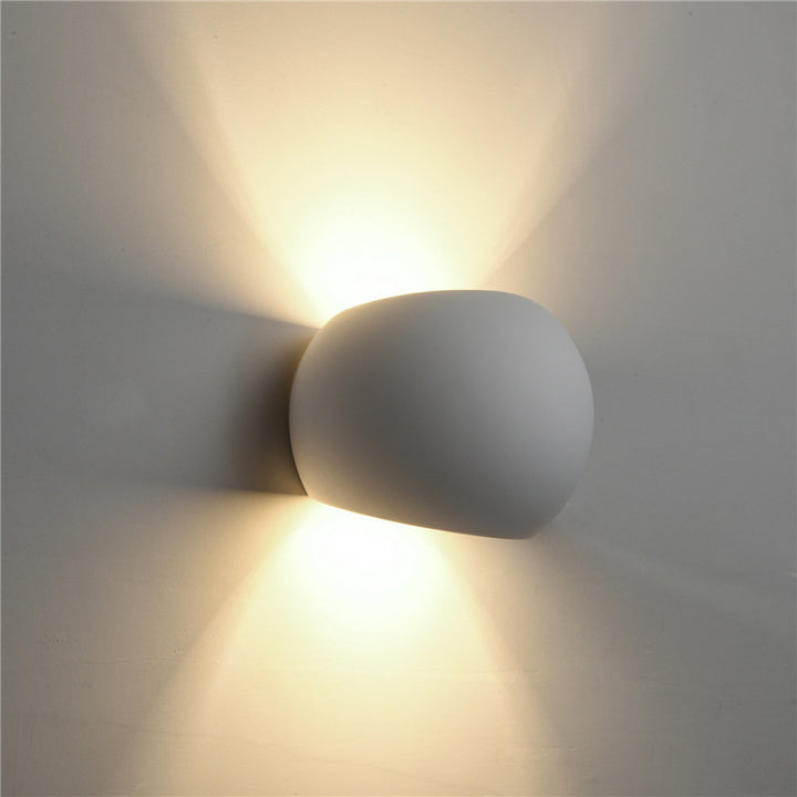 Modern Minimalist Round Drum Up and Down Gypsum 1-Light  Wall Sconce Lamp