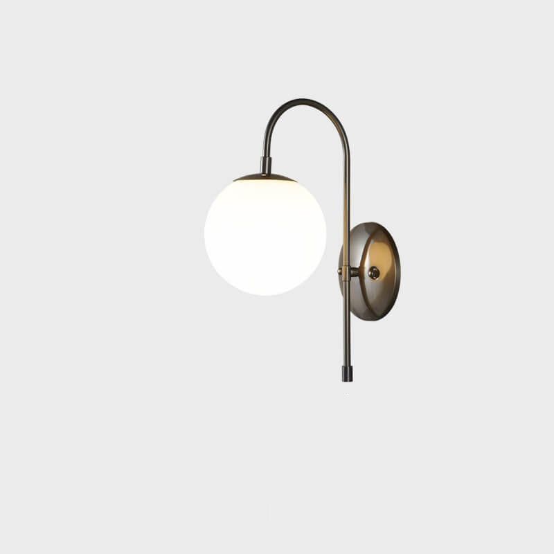 Lustre nordique en verre boule ronde bras plié en cuivre applique murale 1 lumière 