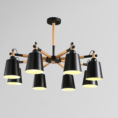 Nordic Modern Fashion Creative Solid Wood Macaron 3/6/8 Lights Chandeliers