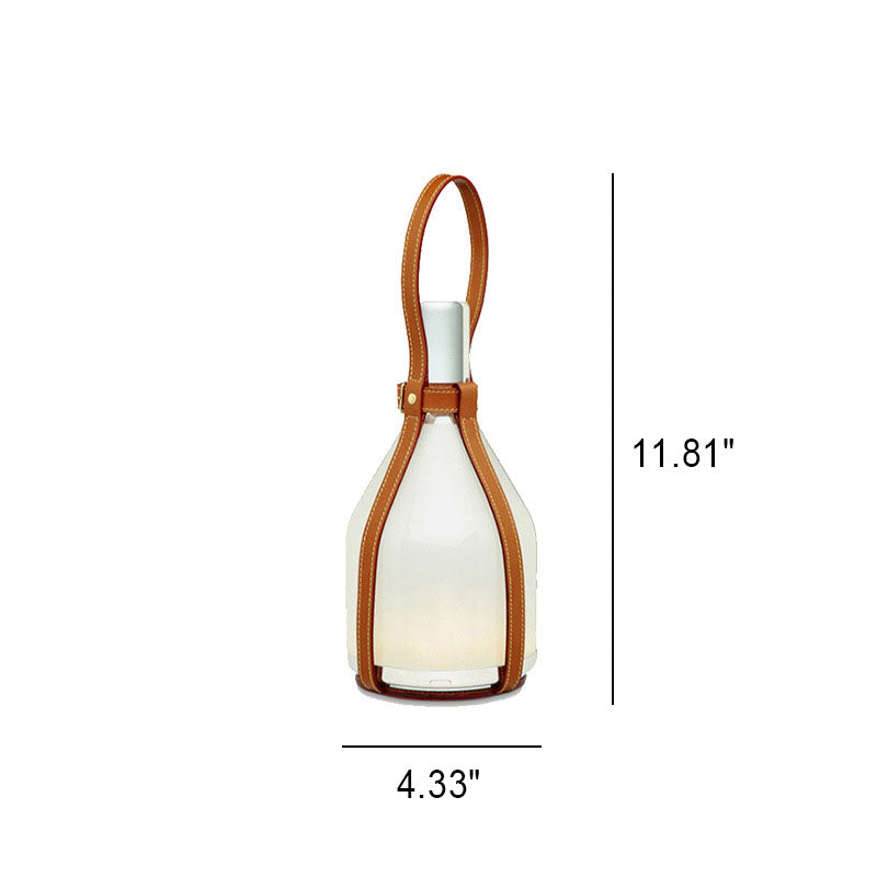 Creative Leather Glass Bottle Portable Rechargeable LED Table Lamp