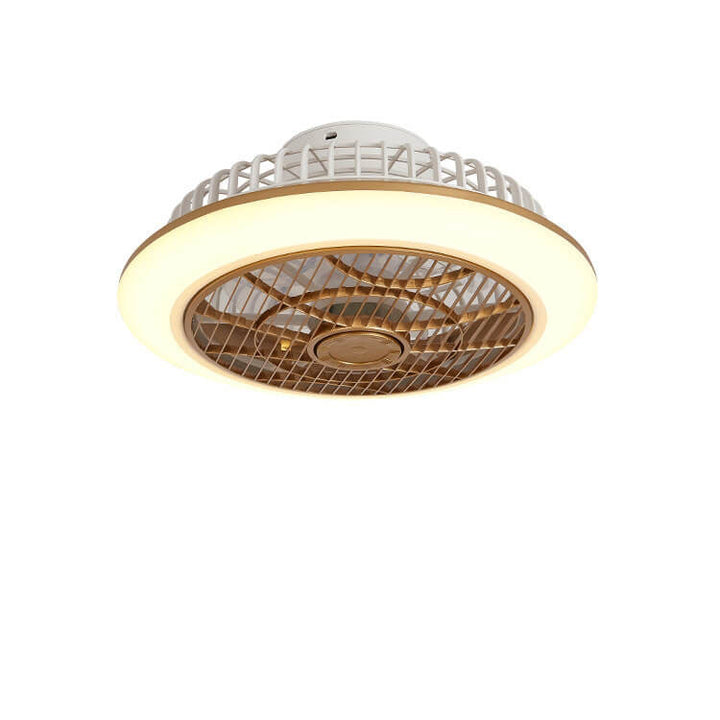 Modern Minimalist Round Cage Iron Acrylic LED Flush Mount Ceiling Fan Light For Living Room