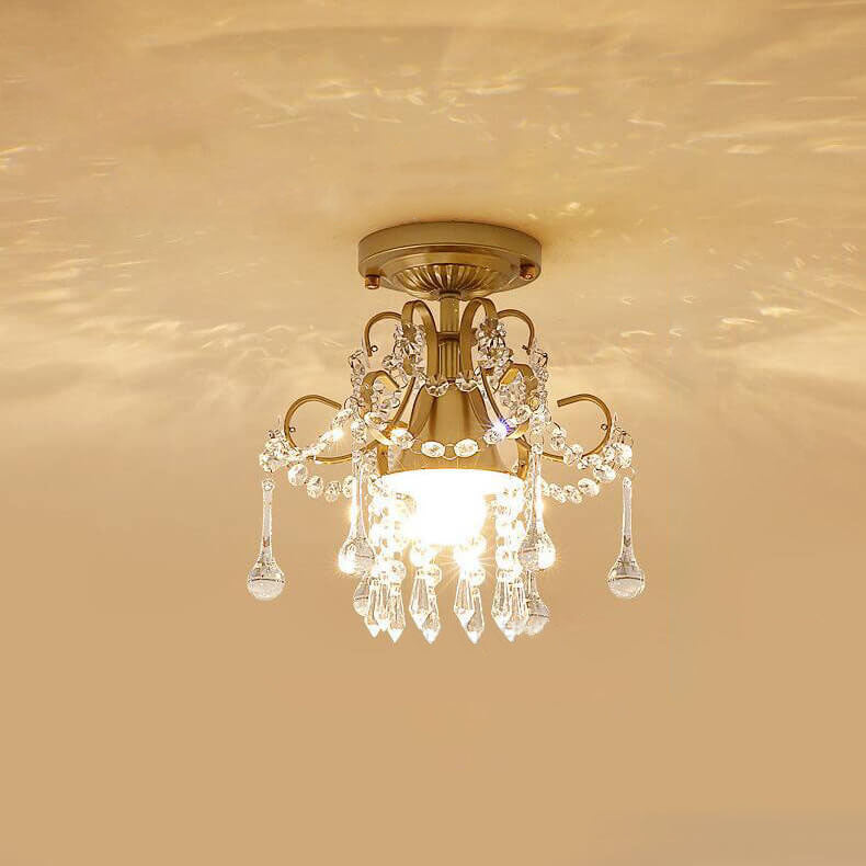 Modern Simple Crystal Flower-Shaped 1-Light Semi-Flush Mount Ceiling Light